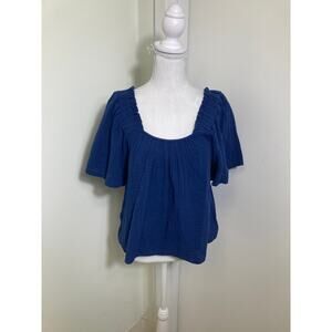 Xirena Navy Gauze Square Neck Top Sz M
